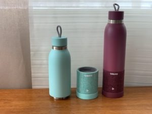 aquio, smart, water bottle, speaker, sound, portable, bluetooth