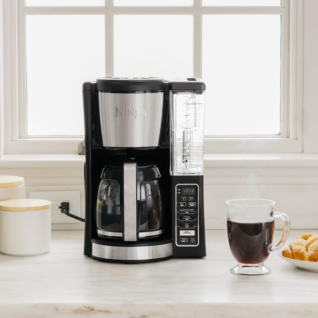 Ninja 12-Cup Programmable Coffee Brewer sitting on kitchen counter