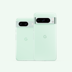 Google Pixel in mint green.