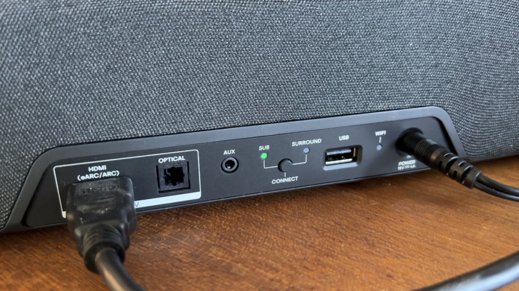  ports and connections in the back of the sound bar