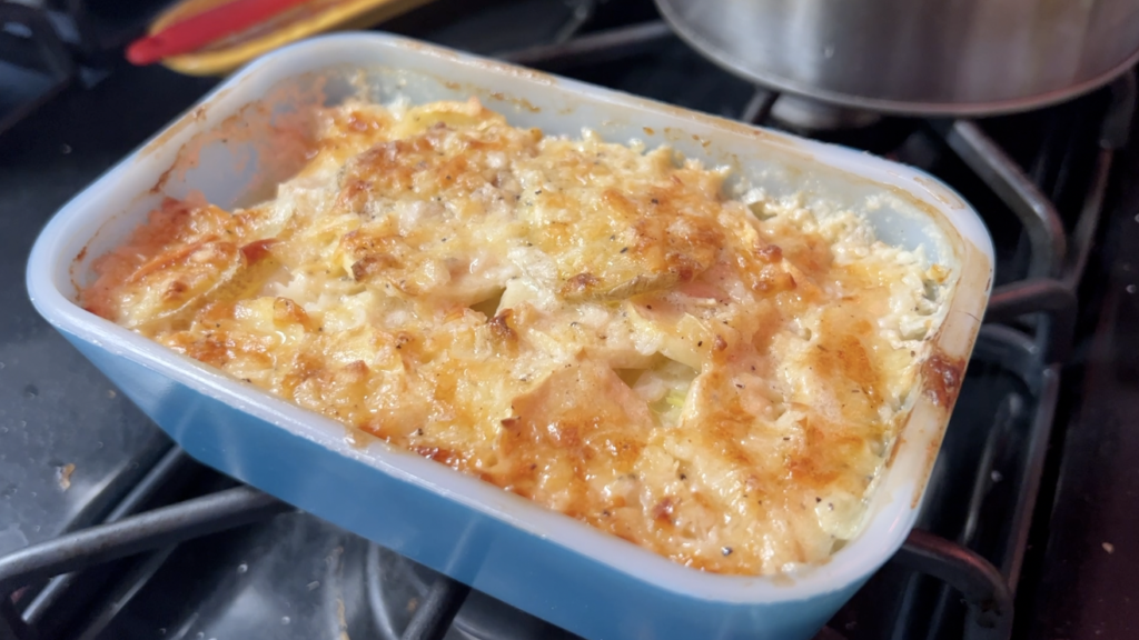 Thermomix cutter amaking potato gratin